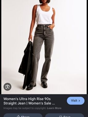 Abercrombie Ultra High Rise 90s Straight Jeans — Charcoal Gray